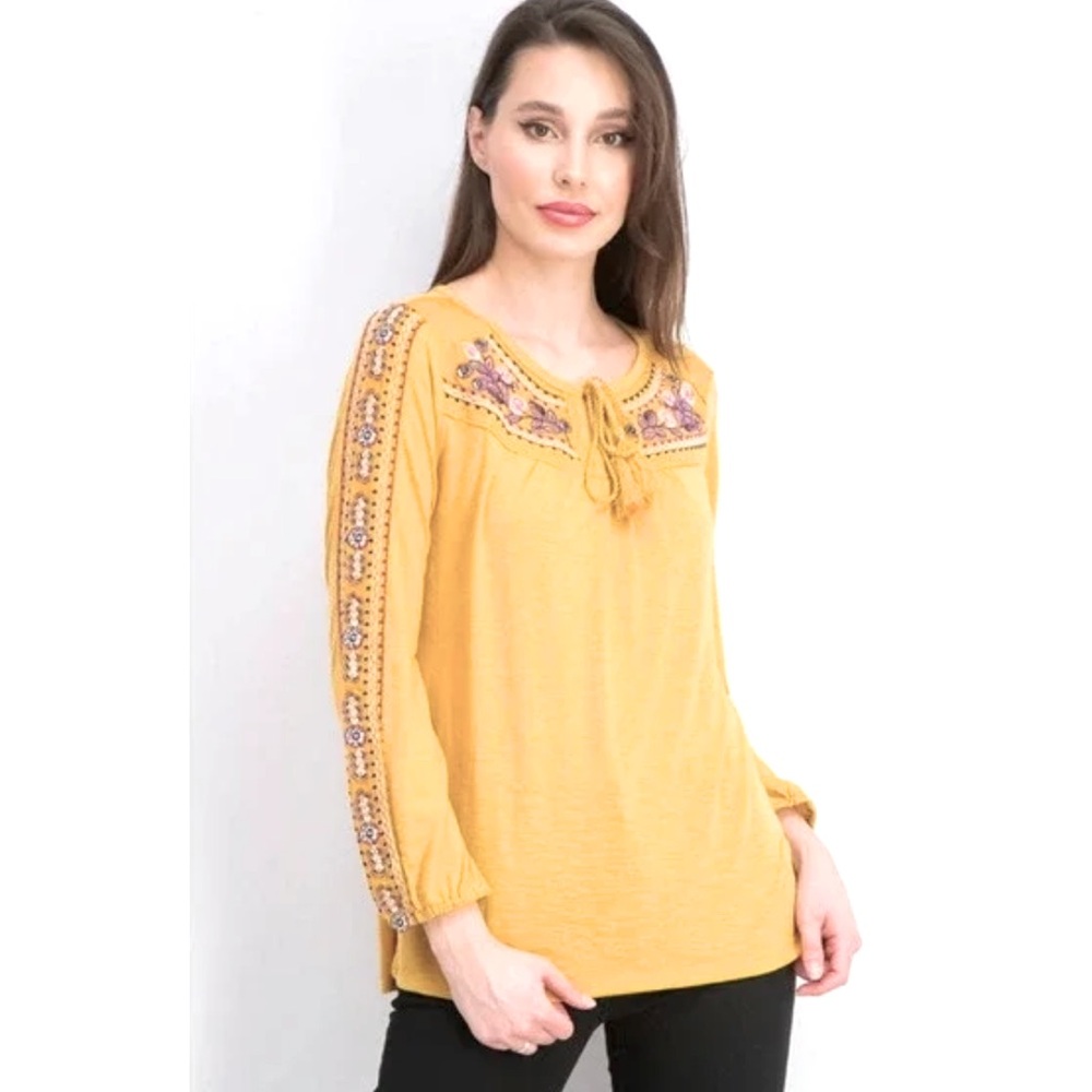 STYLE & CO Embroidered Tie Neck Tunic - Picture 7 of 9